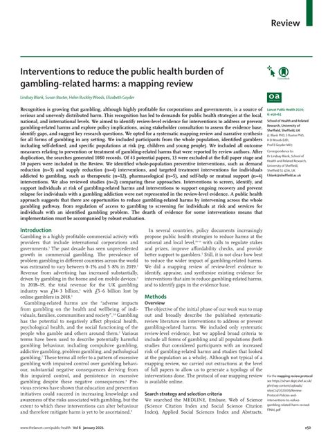effectiveness and ineffectiveness of gambling|Interventions to reduce the public health burden of .